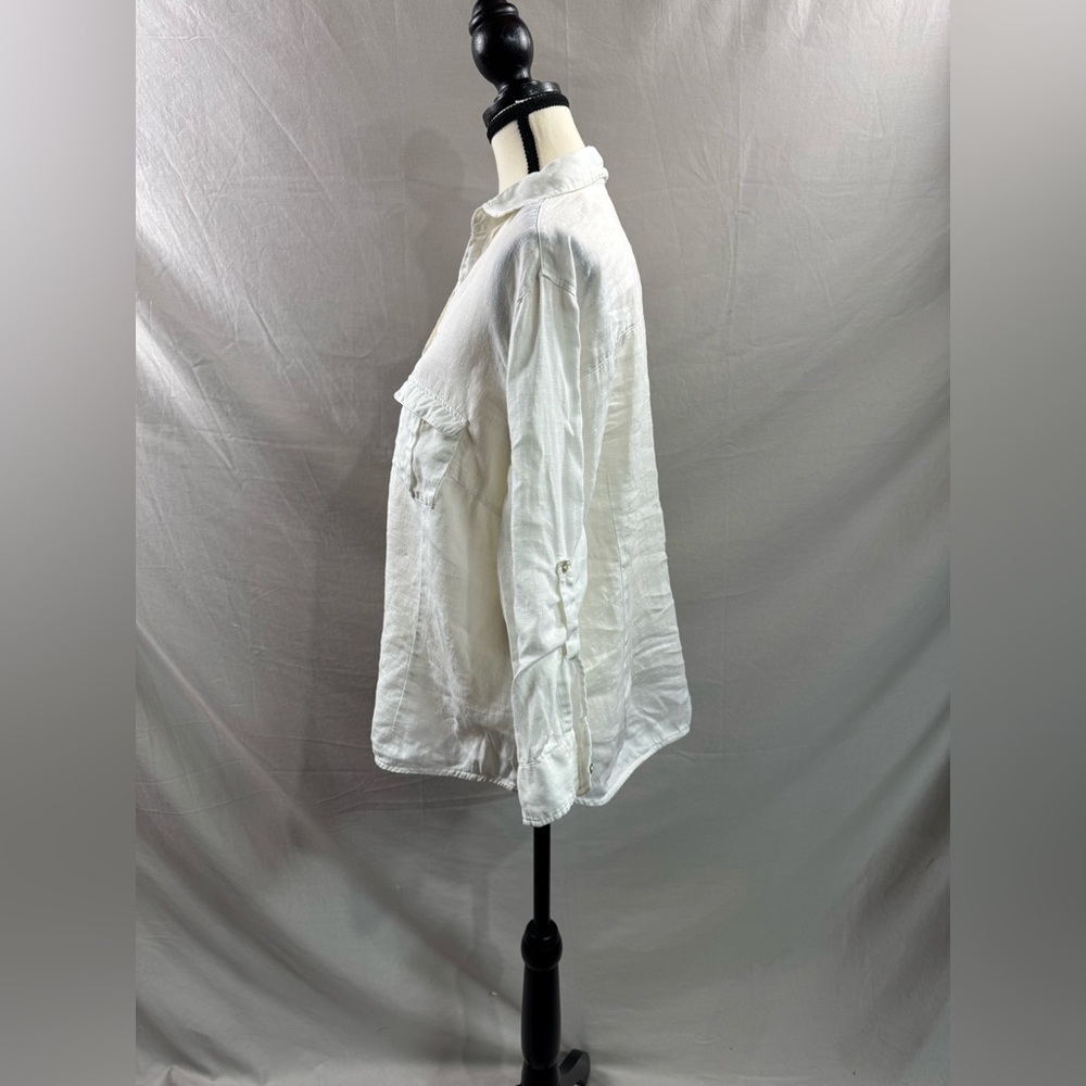 Zara White Linen Shirt - Picture 3 of 4